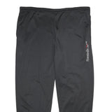 REEBOK Mens Joggers Black XL W44 L32 Polyester Slim Tapered Drawstring Training