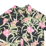 HAVANA JACK Womens Black Green & Pink Floral Print Shirt M Summer Casual