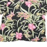 HAVANA JACK Womens Black Green & Pink Floral Print Shirt M Summer Casual