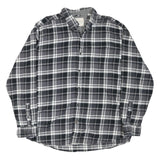 WEATHERPROOF Mens Black & Grey Checked Shirt 2XL Cotton Blend Button Down Long