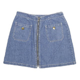 EXTRA Womens Blue Denim Mini Skirt Cotton Blend Zip Pockets Size S Casual