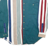 DEEP RIVER TRADING COMPANY Mens Green & Multi Stripe Casual Shirt M Button
