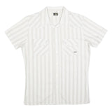 LEE Mens White Patterned Short Sleeve Shirt M Button Front Casual Summer