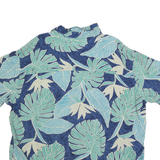 ISLAND SHORES Mens Blue Green Beige Tropical Leaf Print Cotton Blend Shirt 2XL