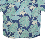 ISLAND SHORES Mens Blue Green Beige Tropical Leaf Print Cotton Blend Shirt 2XL