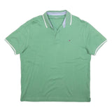 TOMMY HILFIGER Mens Green Short Sleeve Plain L Cotton Blend Polo Shirt