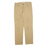 CARHARTT Mens Cotton Blend Beige Relaxed Straight Trousers W34 L34 Workwear