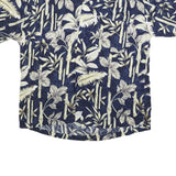 IMPRINTS Mens Blue & Cream Rayon Hawaiian Shirt 2XL Tropical Print Short Sleeve