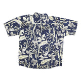 IMPRINTS Mens Blue & Cream Rayon Hawaiian Shirt 2XL Tropical Print Short Sleeve