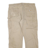 CARHARTT Mens Cotton Blend Beige Regular Straight Trousers W38 L31 Workwear