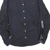 TOMMY HILFIGER Womens Blue & White Printed Shirt S Button Front Casual