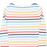 TOMMY HILFIGER Womens White & Multi Stripe Pattern Plain Crew Neck Basic Knit