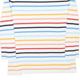 TOMMY HILFIGER Womens White & Multi Stripe Pattern Plain Crew Neck Basic Knit