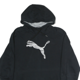 PUMA Mens Black Hoodie M Cotton Pullover Sweatshirt Large Logo Print