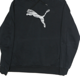 PUMA Mens Black Hoodie M Cotton Pullover Sweatshirt Large Logo Print