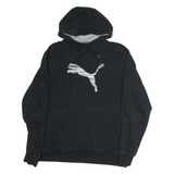 PUMA Mens Black Hoodie M Cotton Pullover Sweatshirt Large Logo Print