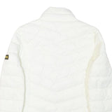 BARBOUR Womens White Quilted Jacket UK 10 Polyester Blend Zip Casual Lightweight
