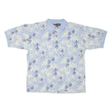 OP SPORT Mens Blue White Geometric Short Sleeve Polo Shirt M Casual Summer