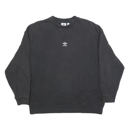 ADIDAS Womens Black Crew Neck Sweatshirt UK 6 Cotton Blend Casual Pullover