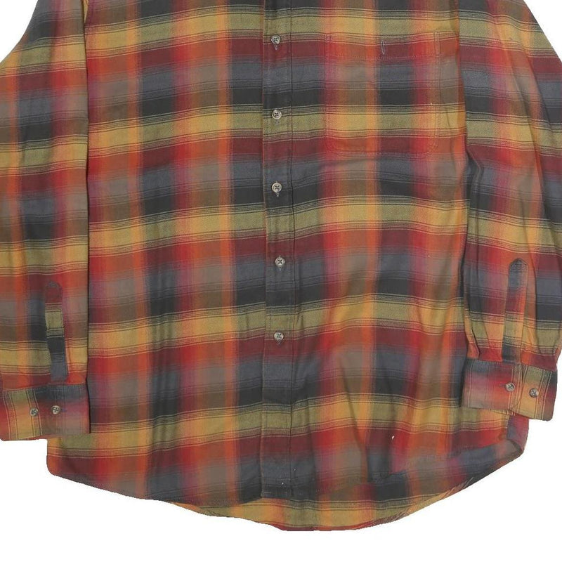 OSHKOSH Mens Yellow & Red Plaid Cotton Shirt XL Classic Long Sleeve Casual