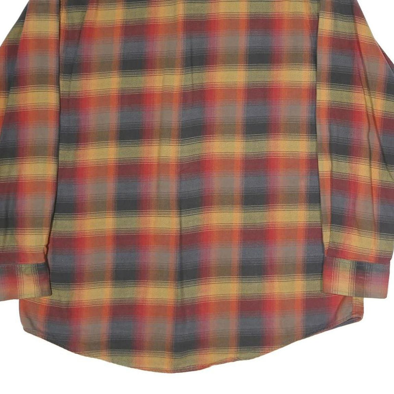 OSHKOSH Mens Yellow & Red Plaid Cotton Shirt XL Classic Long Sleeve Casual