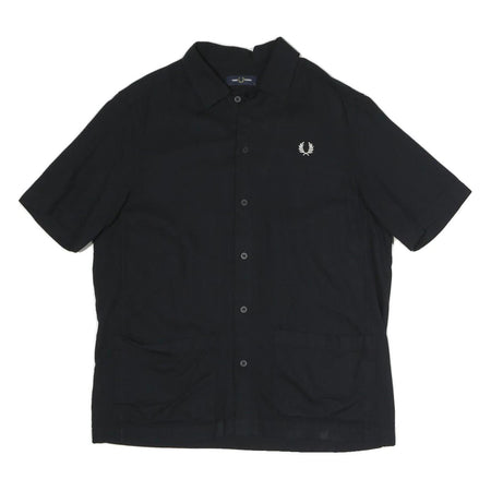 FRED PERRY Mens Black Shirt M Cotton Blend Short Sleeve Casual