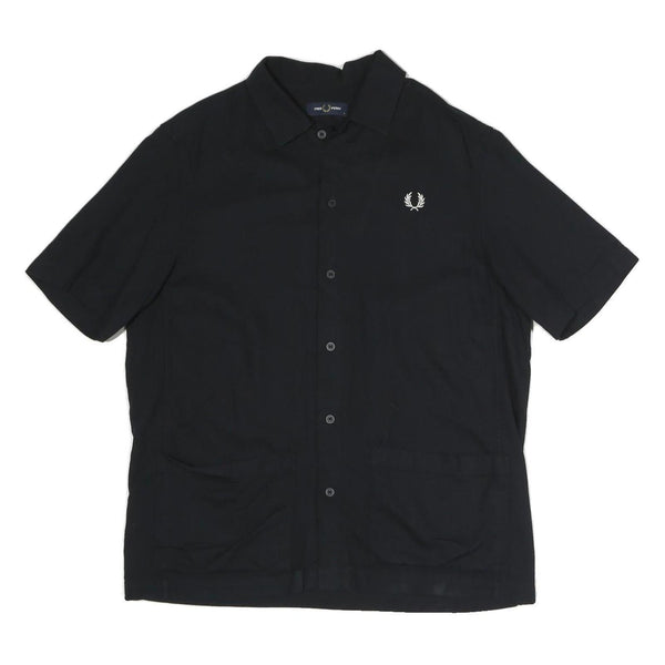 FRED PERRY Mens Black Shirt M Cotton Blend Short Sleeve Casual