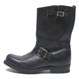 VULCAN Womens Leather Biker Boots Black UK 7.5 Buckle Detail Classic Stylish