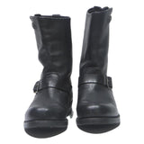 VULCAN Womens Leather Biker Boots Black UK 7.5 Buckle Detail Classic Stylish