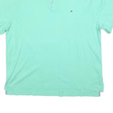 TOMMY HILFIGER Mens Blue Green Polo Shirt XL Cotton Blend Short Sleeve Classic