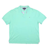 TOMMY HILFIGER Mens Blue Green Polo Shirt XL Cotton Blend Short Sleeve Classic