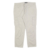 BPC Womens Cotton Blend Cream Regular Straight Trousers W38 L30 Cargo Pockets
