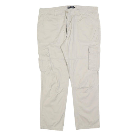 BPC Womens Cotton Blend Cream Regular Straight Trousers W38 L30 Cargo Pockets