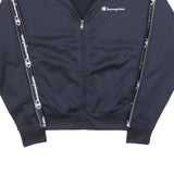 CHAMPION Womens Navy Blue Track Jacket XS Polyester Zip Plain Sporty Casual