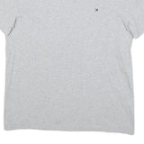 TOMMY HILFIGER Mens Grey V-Neck T-Shirt L Cotton Blend Classic Fit Casual