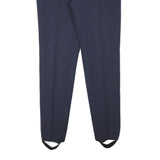 Mens Slim Navy Blue Polyester Blend Trousers W35 L35 Button Closure Formal