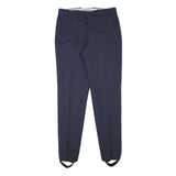 Mens Slim Navy Blue Polyester Blend Trousers W35 L35 Button Closure Formal