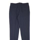 Mens Slim Navy Blue Polyester Blend Trousers W35 L35 Button Closure Formal