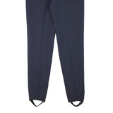 Mens Slim Navy Blue Polyester Blend Trousers W35 L35 Button Closure Formal