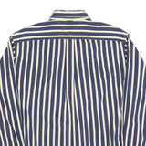TOMMY HILFIGER Mens Blue & Cream Stripe Cotton Shirt L Button-Down Pocket Casual