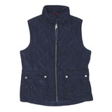 GHBASS Womens Navy Quilted Sleeveless Jacket S Polyester Blend Zip Pockets