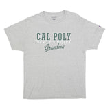 CHAMPION Mens Grey Cal Poly San Luis Obispo Graphic T-Shirt L Crew Neck Short