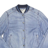 DIESEL Mens Blue & Navy Bomber Jacket S Lyocell Plain Button Closure