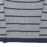 TOMMY HILFIGER Mens Blue Patterned Jumper Crew Neck Basic Knit L Casual Striped
