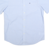 CHAPS Mens Blue & White Checked Shirt M Button-Down Short Sleeve Casual Cotton