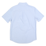 CHAPS Mens Blue & White Checked Shirt M Button-Down Short Sleeve Casual Cotton