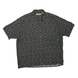 MUNSINGWEAR Mens Black & Grey Pattern Cotton Blend Shirt XL Casual Short Sleeve