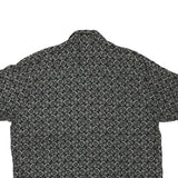 MUNSINGWEAR Mens Black & Grey Pattern Cotton Blend Shirt XL Casual Short Sleeve