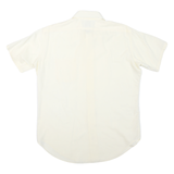 Mens Cream Shirt L Short Sleeve Polyester Blend Button Closure Plain