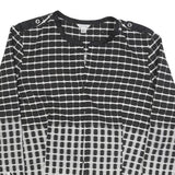 CALVIN KLEIN Womens Black & White Printed Shirt Long Sleeve Round Neck L Stylish